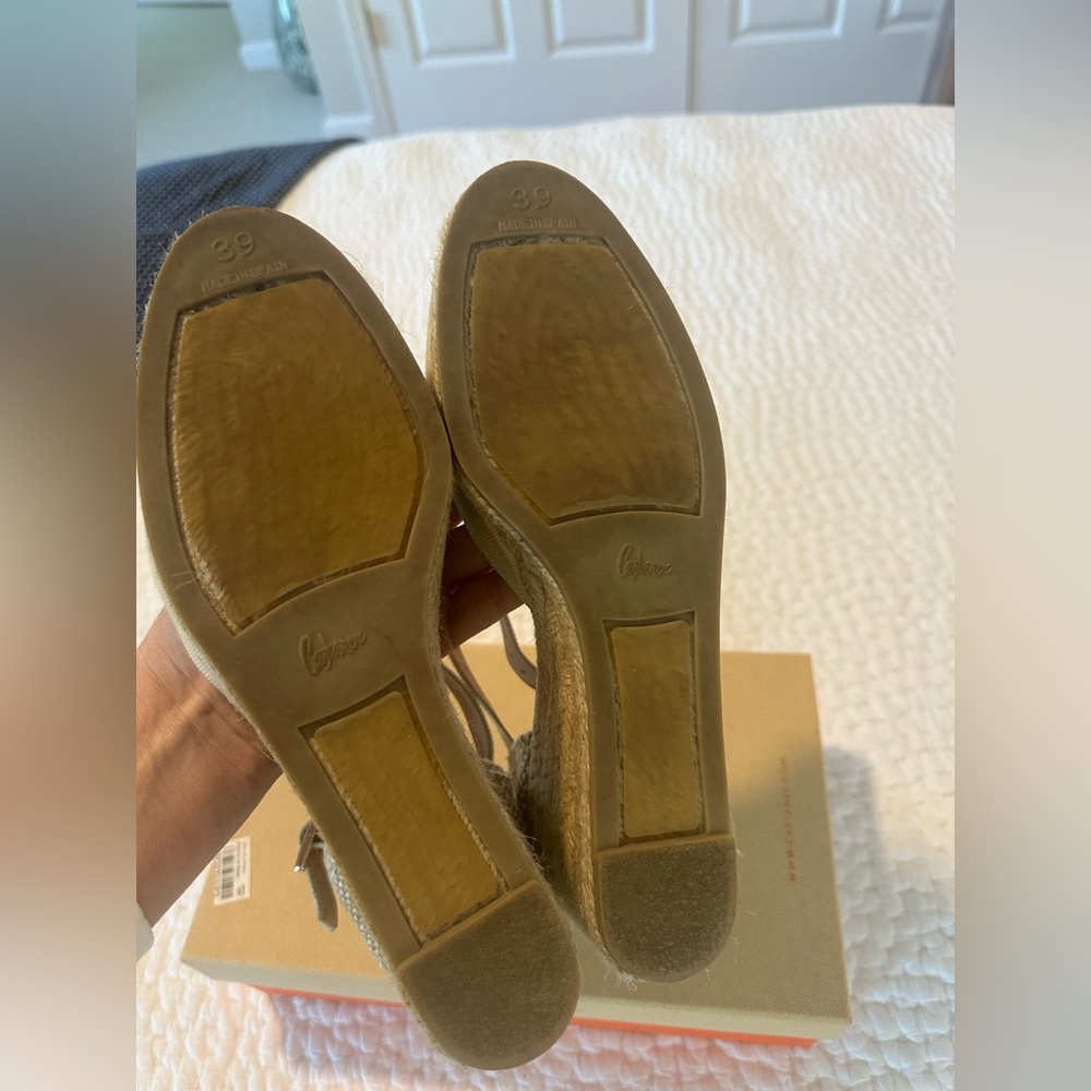 Castaner Cream Canvas Espadrille Wedge Sandals with Ankle Strap - Picture 7 of 7